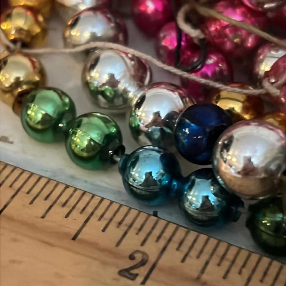 Antique Mercury glass Christmas Colorful Beaded garland